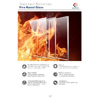 Single Layer Borosilicate Fire Rated Glass